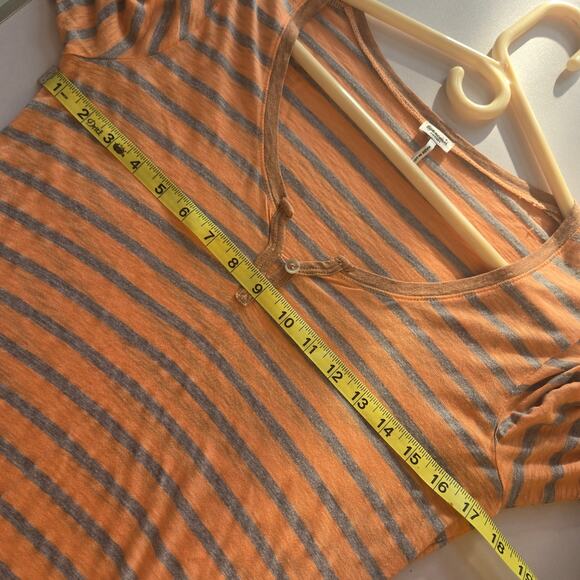 Splendid Bella Swan Meadow scene Striped Henley shirt Medium orange grey - Picture 12 of 17